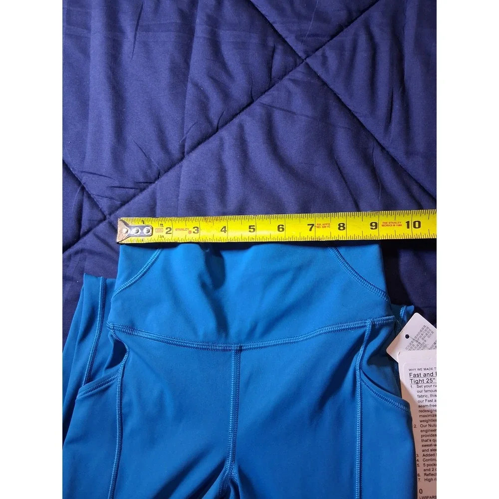 Lululemon Fast and Free HR Tight 25 Pockets Hawaiian Blue HWIB Size 0 LW5FARS
